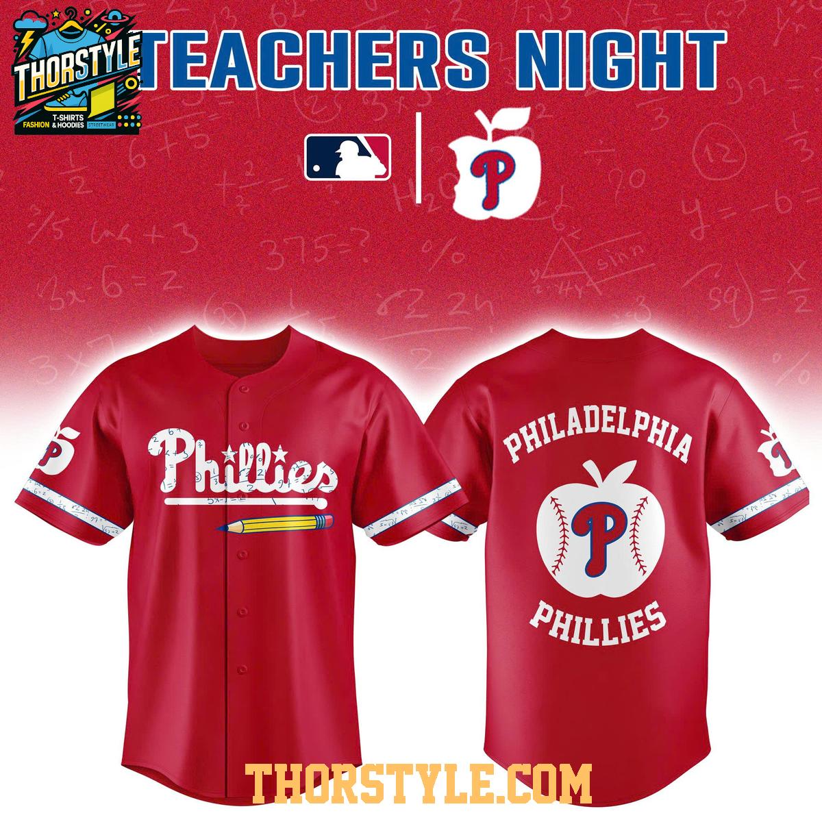 Philadelphia Phillies Teacher Appreciation Night 2026 Personalized Baseball Jersey Philadelphia Phillies Teacher Appreciation Night 2026 Personalized Baseball Jersey