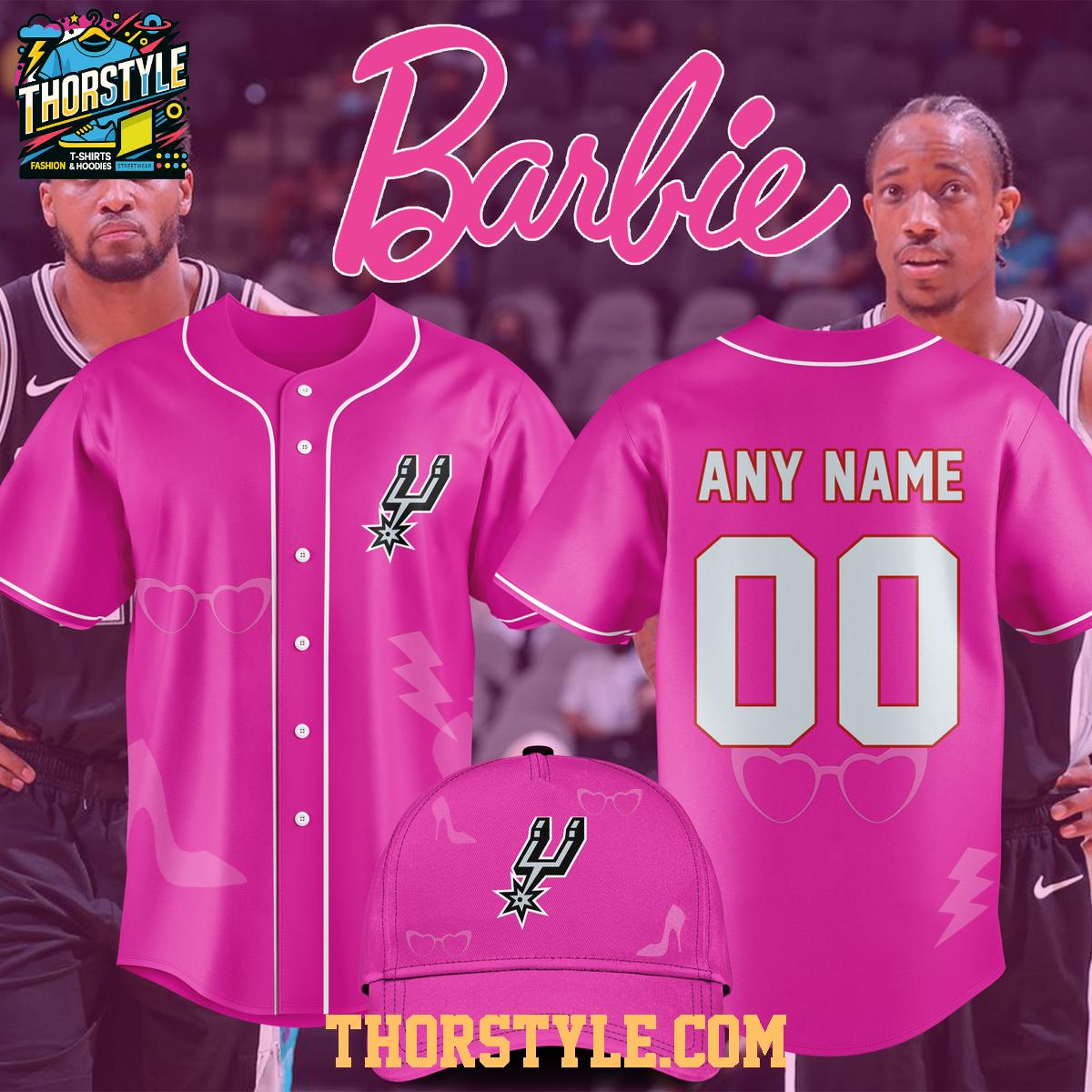 San Antonio Spurs Barbie Game Day All Pink 2026 Personalized Baseball Jersey San Antonio Spurs Barbie Game Day All Pink 2026 Personalized Baseball Jersey