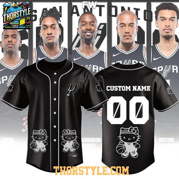San Antonio Spurs Hello Kitty Night 2026 All Black Personalized Baseball Jersey