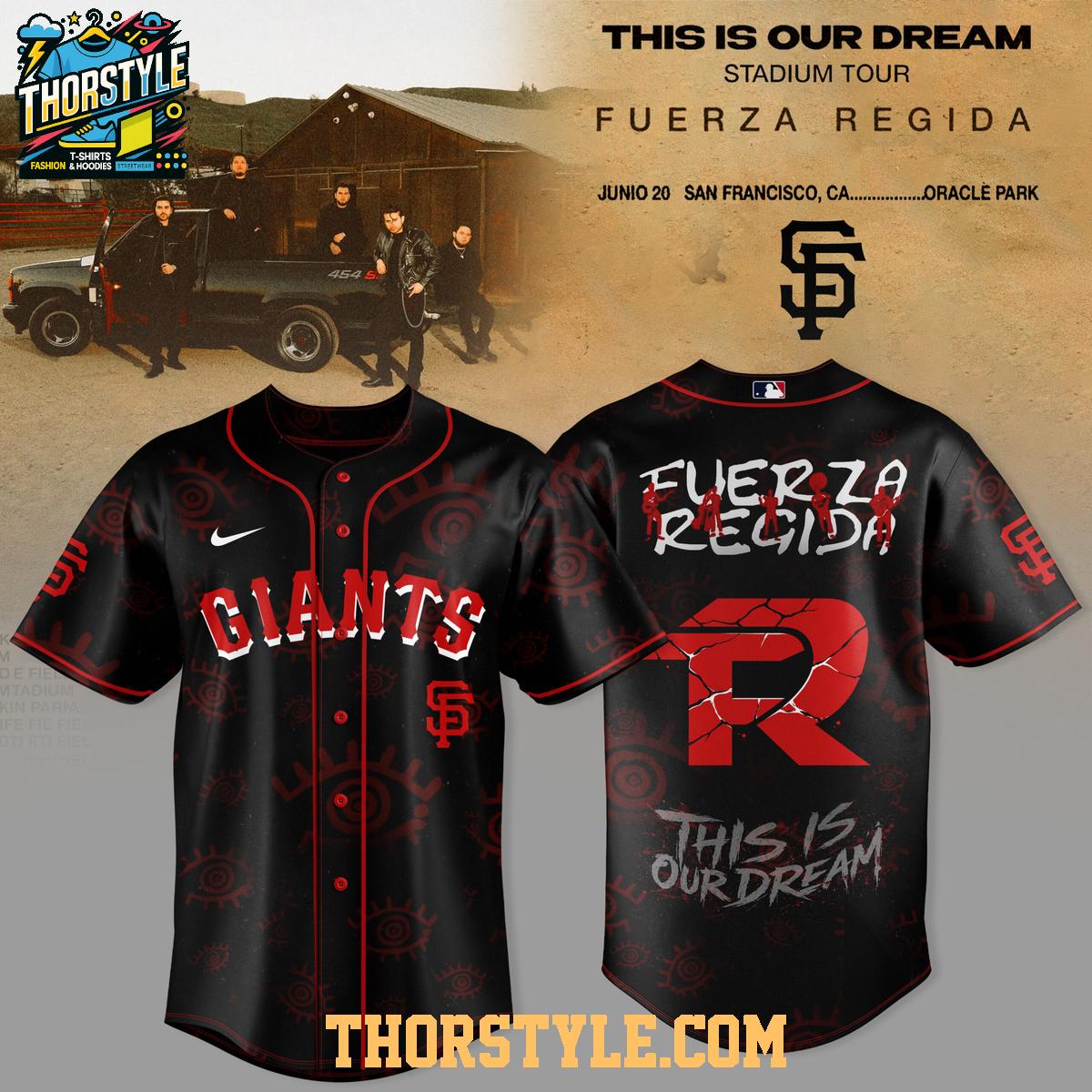 San Francisco Giants x Fuerza Regida This Is Our Dream Stadium Tour 2026 Baseball Jersey San Francisco Giants x Fuerza Regida This Is Our Dream Stadium Tour 2026 Baseball Jersey
