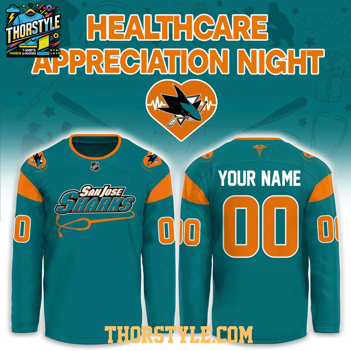 San Jose Sharks x Healthcare Appreciation Night 2026 Personalized Hockey Jersey San Jose Sharks x Healthcare Appreciation Night 2026 Personalized Hockey Jersey