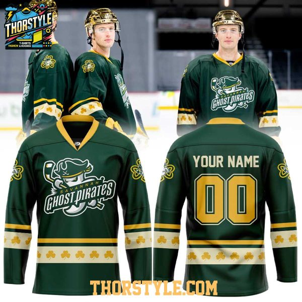 Savannah Ghost Pirates St. Patrick’s Day 2026 Personalized Hockey Jersey