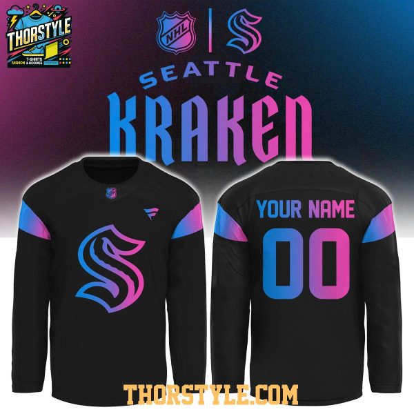 Seattle Kraken Cyberpunk 2026 Warm Up Game Personalized Hockey Jersey