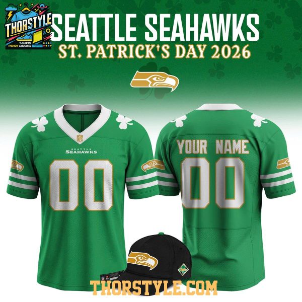 Seattle Seahawks 2026 St. Patrick’s Day Personalized Football Jersey