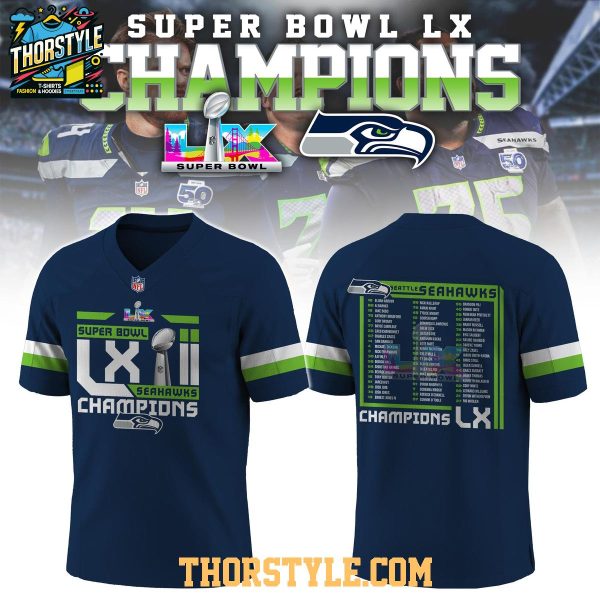 Seattle Seahawks Super Bowl 2026 NFL Champs Personalized Football Jersey