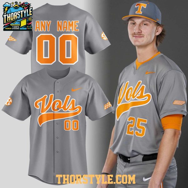 Tennessee Vols Smokey Grey 2026 Throwback Personalized Baseball Jersey