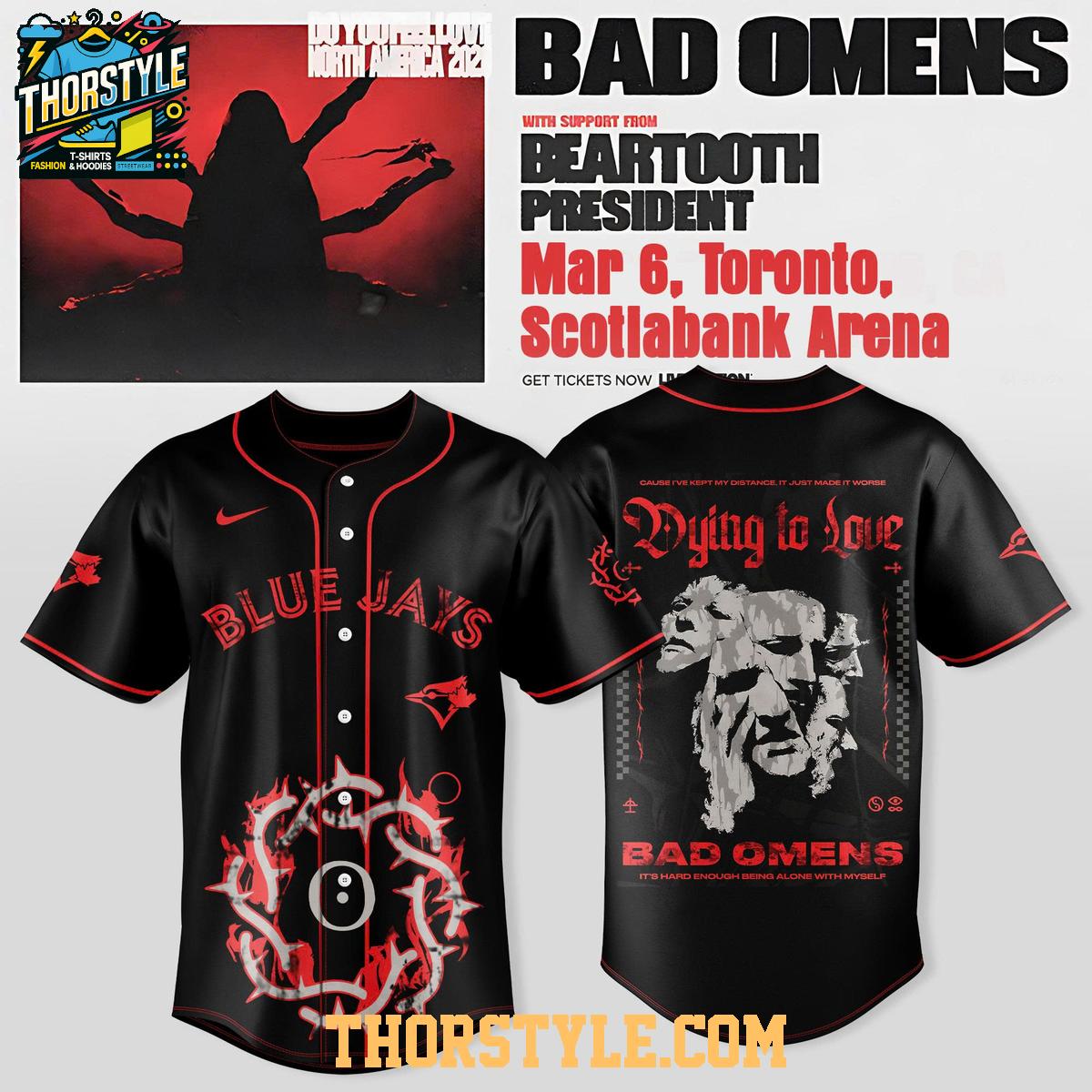 Toronto Blue Jays Bad Omens Do You Feel Love North America 2026 Tour Jersey Toronto Blue Jays Bad Omens Do You Feel Love North America 2026 Tour Jersey