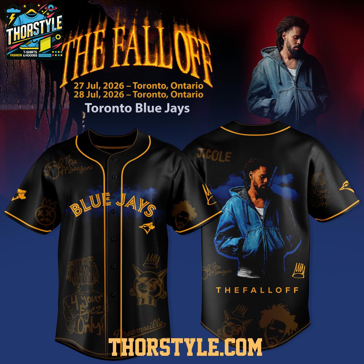 Toronto Blue Jays x J. Cole The Fall Off 2026 Tour Baseball Jersey Toronto Blue Jays x J. Cole The Fall Off 2026 Tour Baseball Jersey