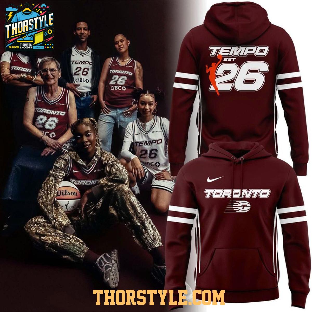 Toronto Tempo WNBA 2026 Tempo Bordeaux Uniform Hoodie T-Shirt Toronto Tempo WNBA 2026 Tempo Bordeaux Uniform Hoodie T-Shirt