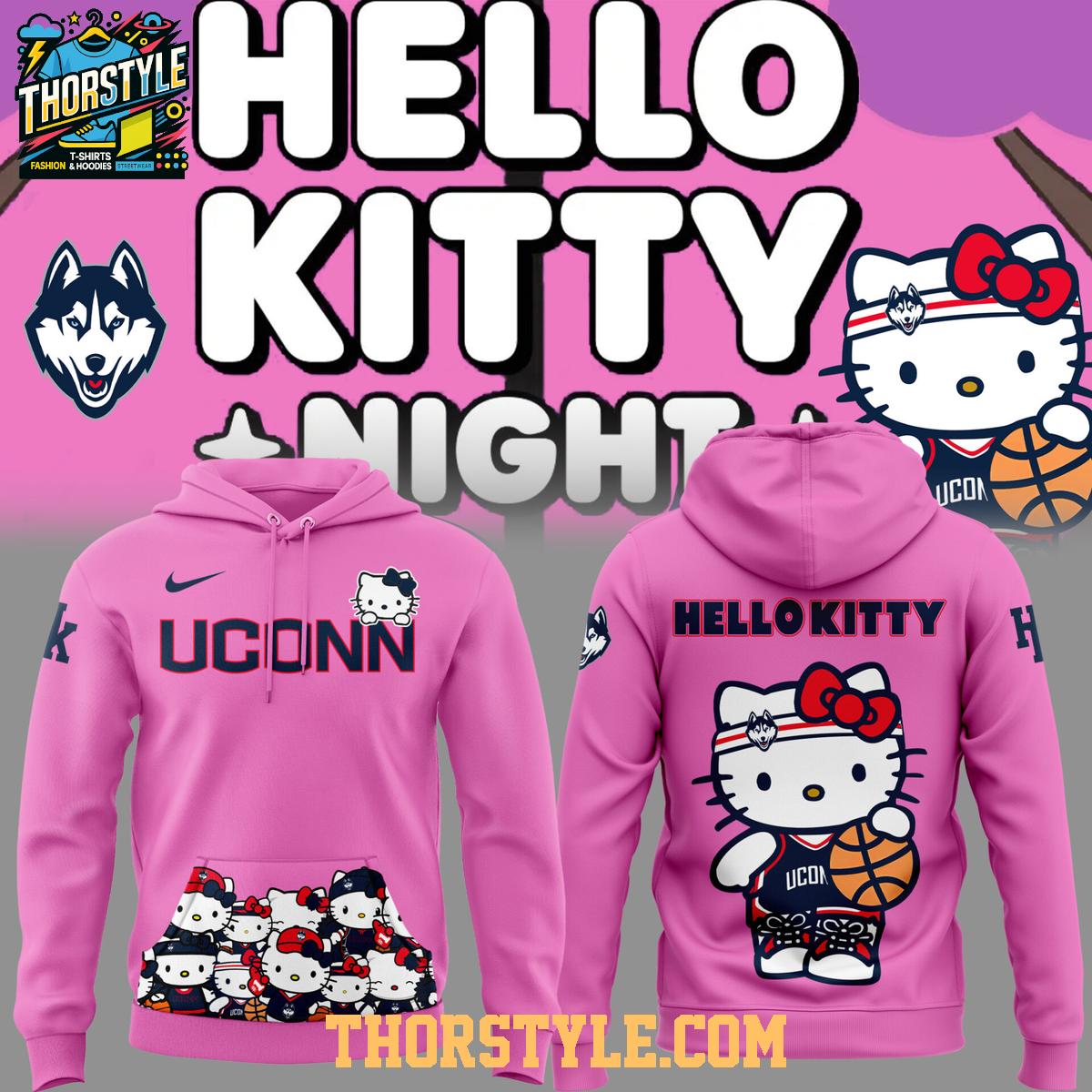 UConn Huskies x Hello Kitty 2026 Night Celebration Hoodie T-Shirt UConn Huskies x Hello Kitty 2026 Night Celebration Hoodie T-Shirt