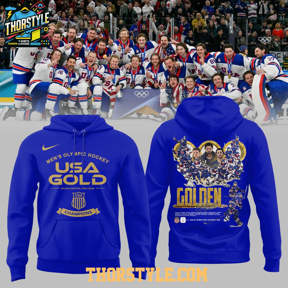 USA Hockey 2026 Olympic Milano Cortina Champion Golden Era Hoodie USA Hockey 2026 Olympic Milano Cortina Champion Golden Era Hoodie