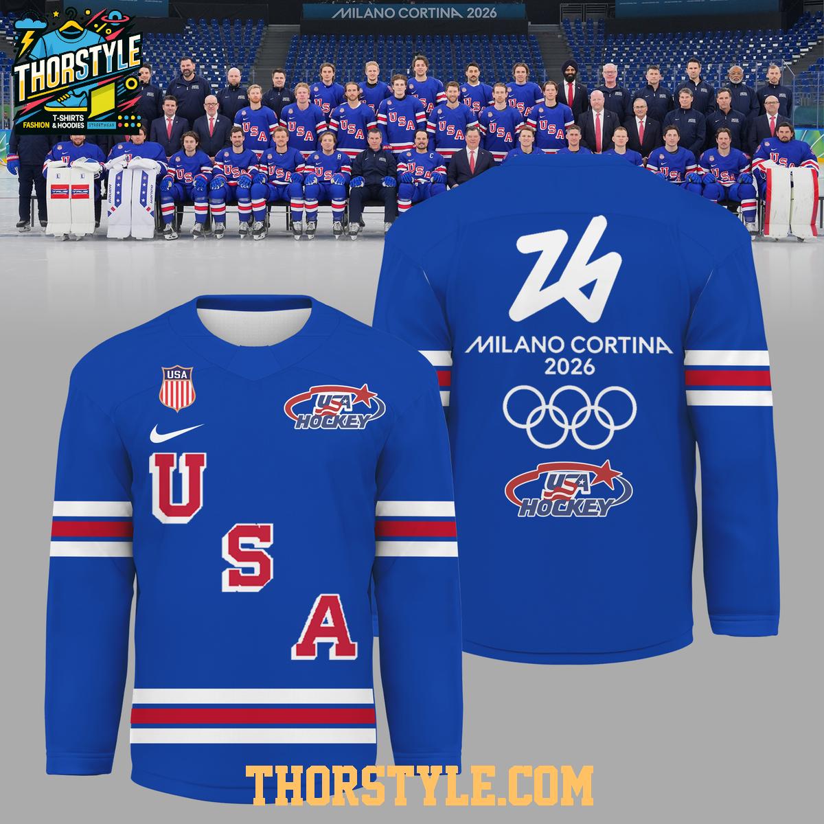 USA Team 2026 Olympic Milano Cortina Celebrate Personalized Hockey Jersey USA Team 2026 Olympic Milano Cortina Celebrate Personalized Hockey Jersey