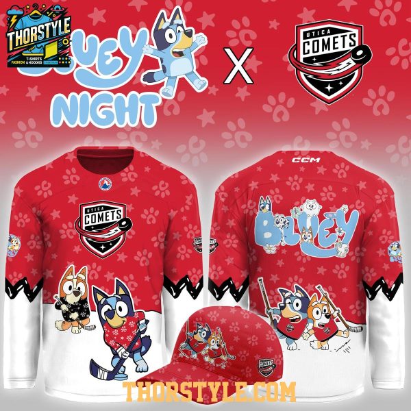 Utica Comets x Bluey Game Night 2026 Personalized Hockey Jersey