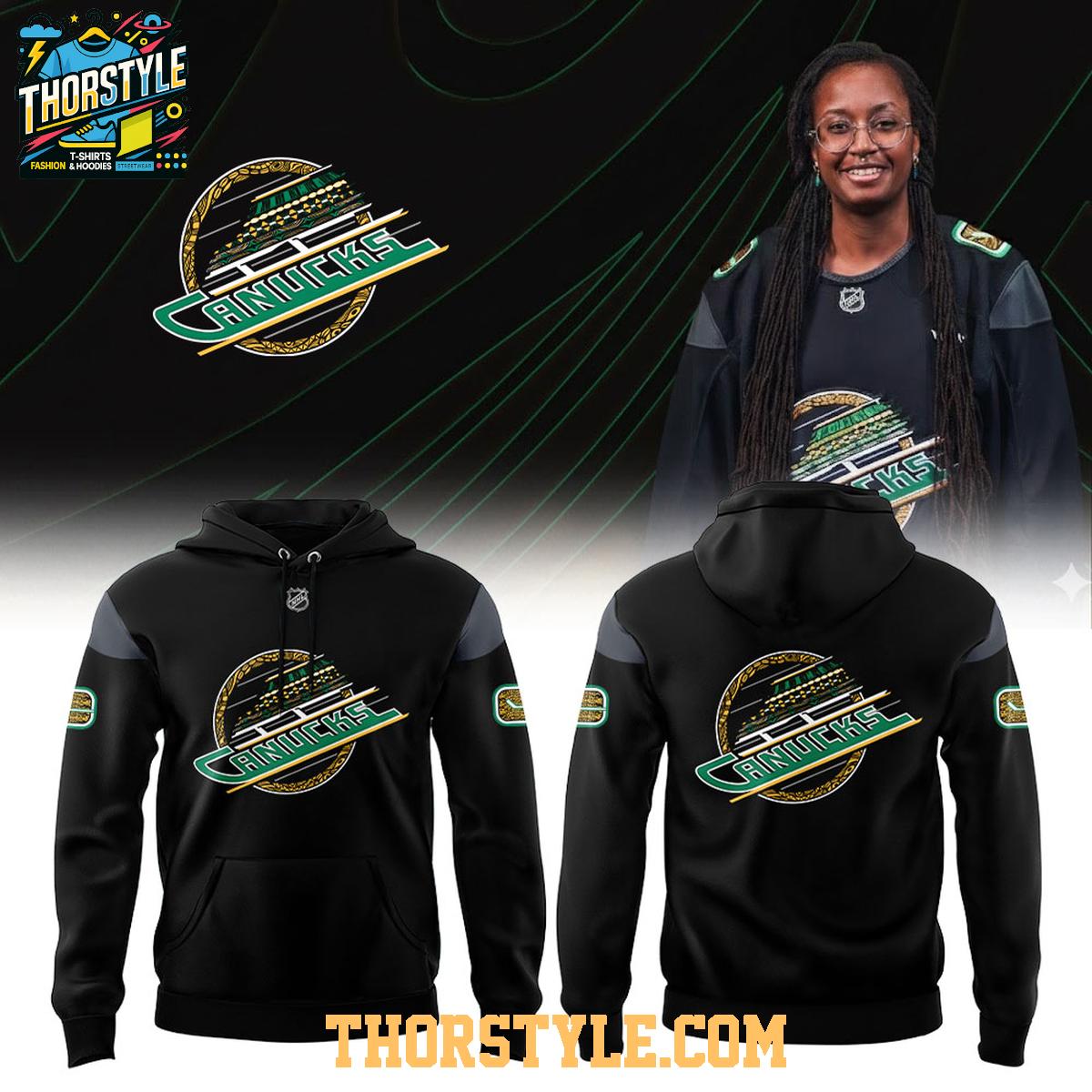 Vancouver Canucks Black Excellence 2026 Night Celebrate Hoodie Shirts Vancouver Canucks Black Excellence 2026 Night Celebrate Hoodie Shirts