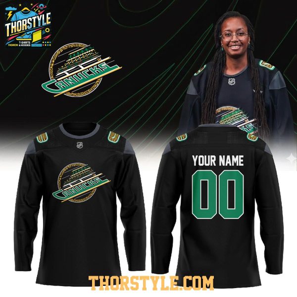 Vancouver Canucks Black Excellence 2026 Night Personalized Hockey Jersey