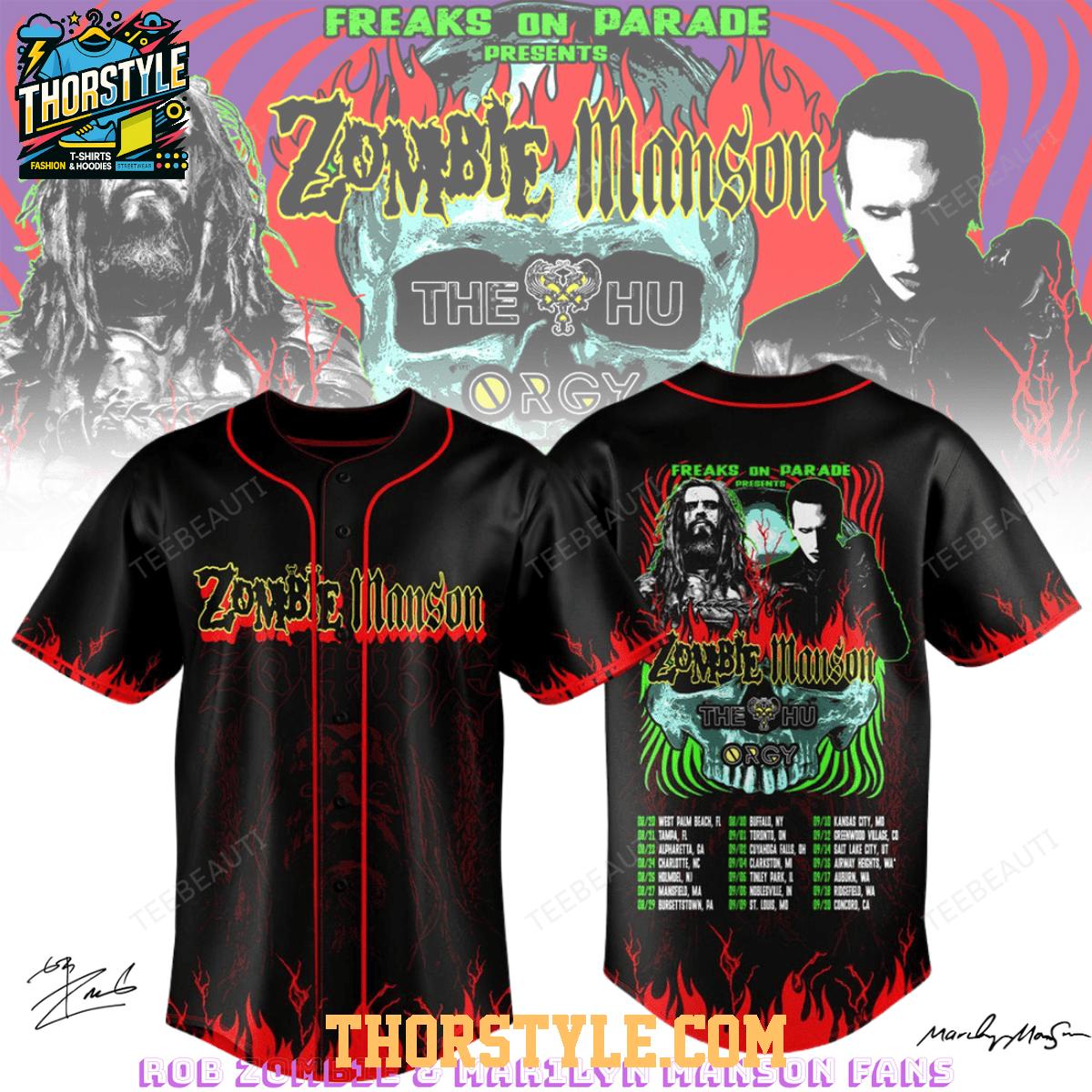 Zombie Manson Freak On Parade 2026 Tour Baseball Jersey Zombie Manson Freak On Parade 2026 Tour Baseball Jersey