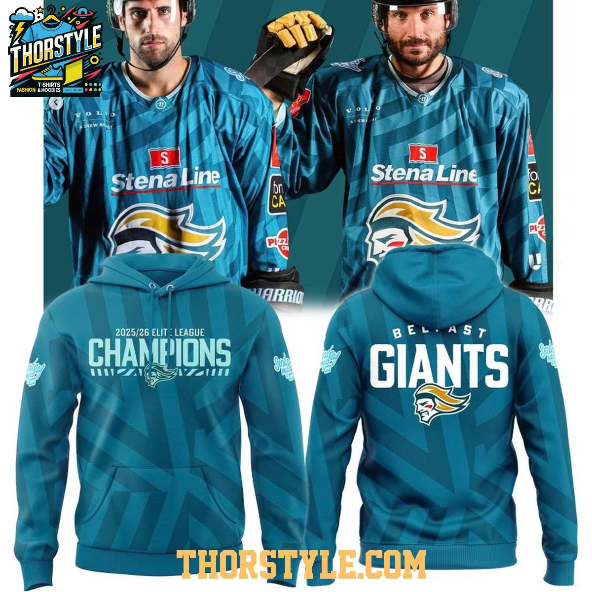 Belfast Giants 2026 Elite League Champions Locker Room Hoodie T-Shirt Belfast Giants 2026 Elite League Champions Locker Room Hoodie T-Shirt