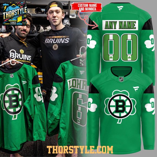 Boston Bruins x Saint Patrick’s Day 2026 All Green Personalized Hockey Jersey
