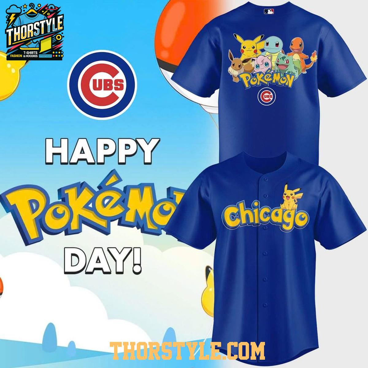 Chicago Cubs Happy Pokemon Day 2026 Baseball Jersey Chicago Cubs Happy Pokemon Day 2026 Baseball Jersey
