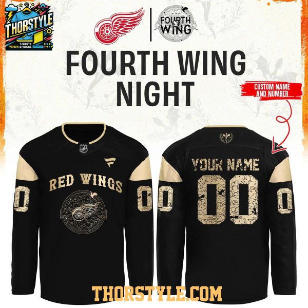 Detroit Red Wings Fourth Wings Night 2025 Dark Personalized Hockey Jersey