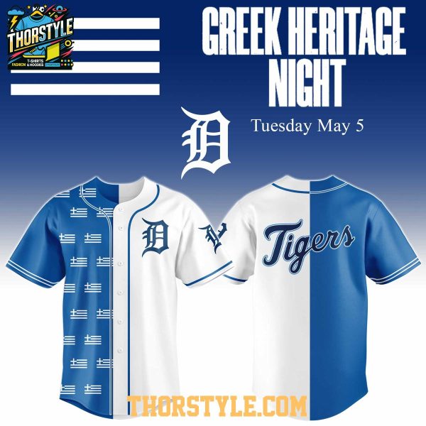 Detroit Tigers Greek Heritage Celebration 2026 Personalized Baseball Jersey