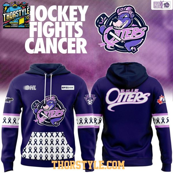 Erie Otters x Hockey Fights Cancer 2026 Night Hoodie T-Shirt