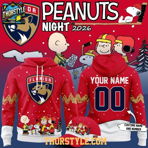 Florida Panthers x Peanuts Night 2026 Theme Game Red Hoodie Shirts