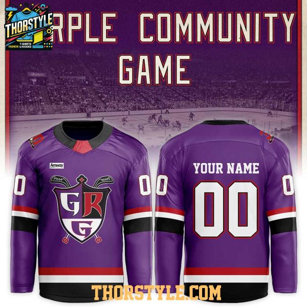 Grand Rapids Griffins Purple Community Night 2026 Personalized Hockey Jersey