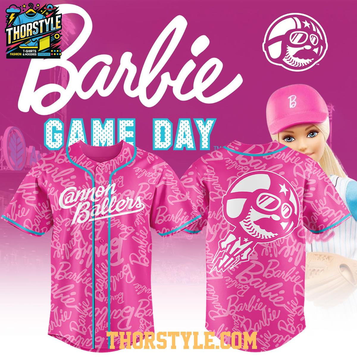 Kannapolis Cannon Ballers Barbie Game Day Pink 2026 Baseball Jersey Kannapolis Cannon Ballers Barbie Game Day Pink 2026 Baseball Jersey