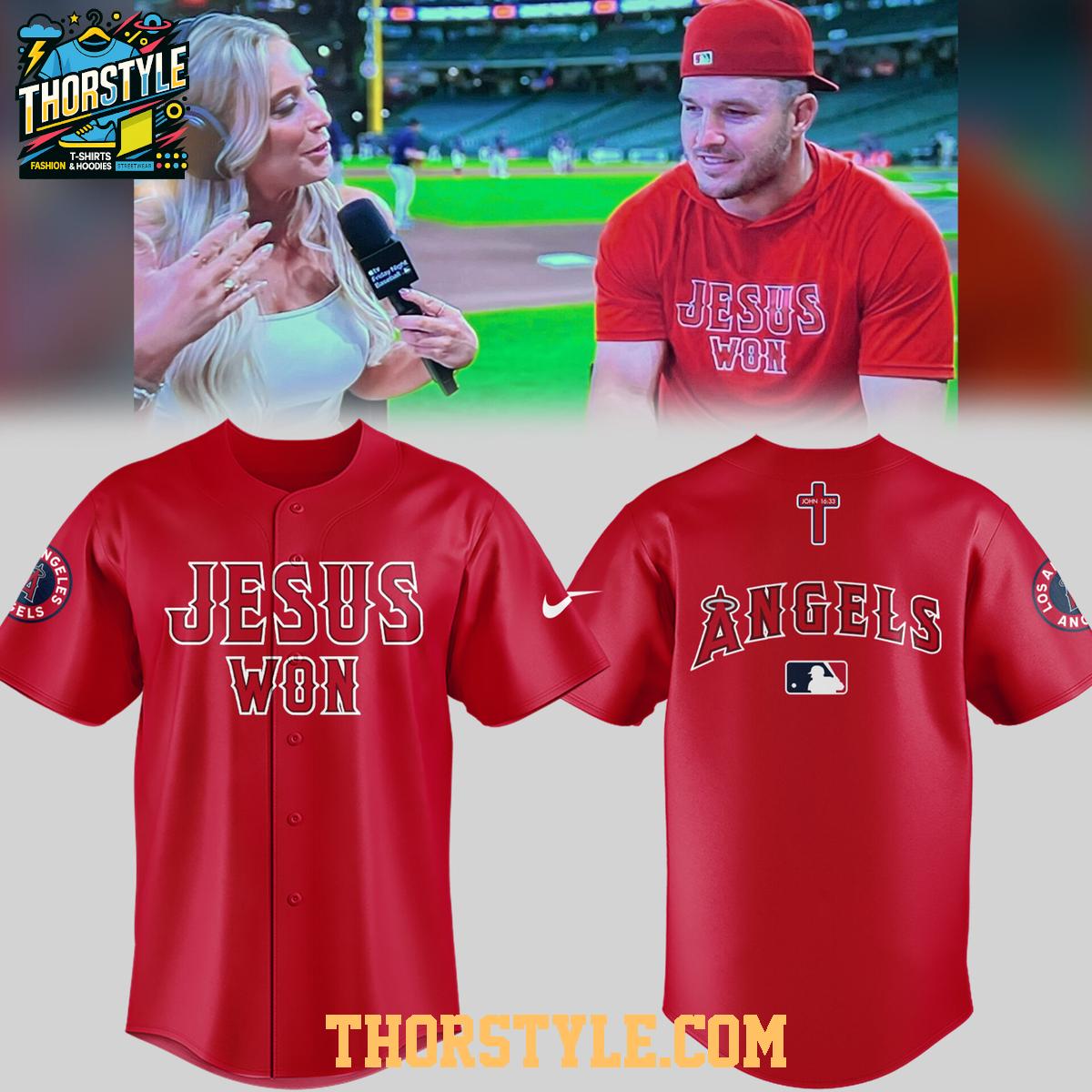 Los Angeles Angels Jesus Won 2026 Keep The Faith Baseball Jersey Los Angeles Angels Jesus Won 2026 Keep The Faith Baseball Jersey