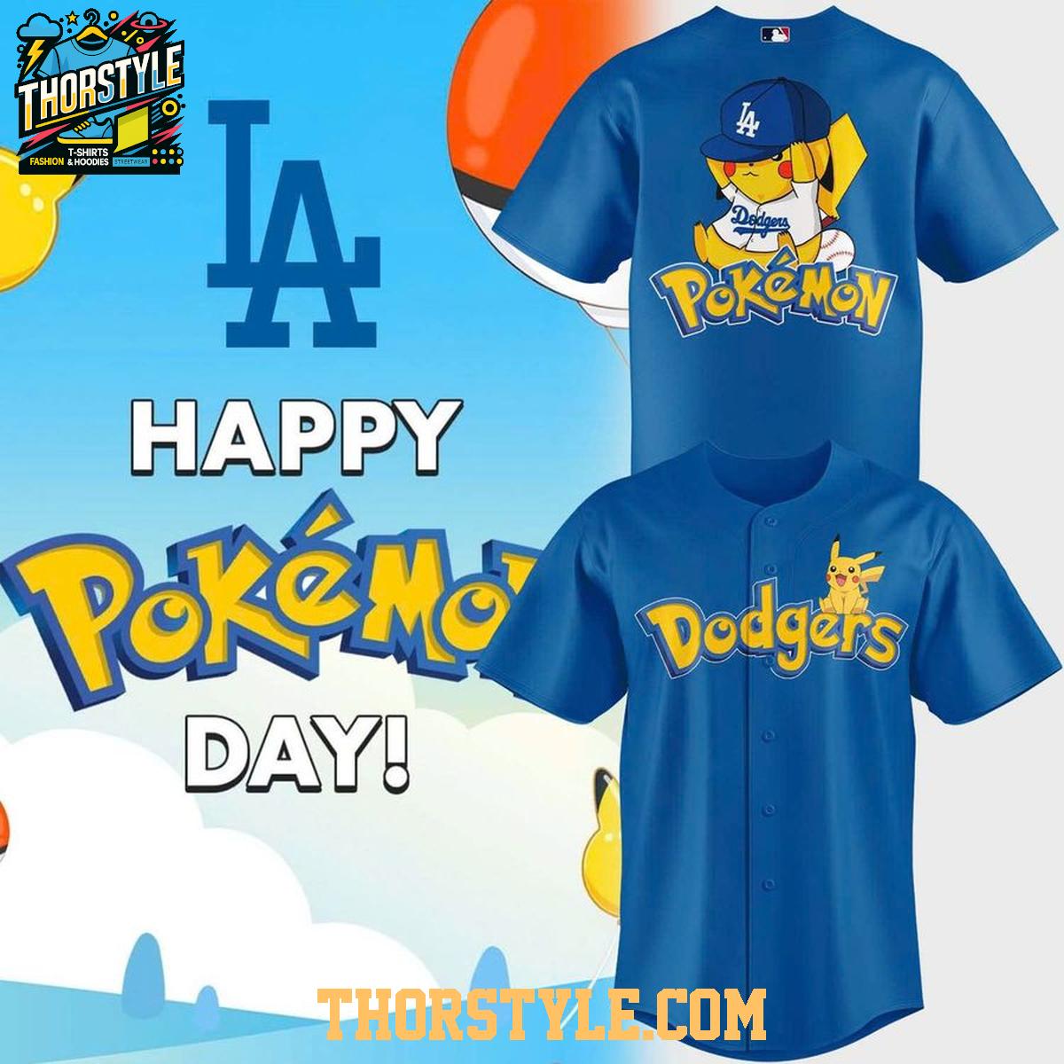 Los Angeles Dodgers Happy Pokemon Day 2026 Baseball Jersey Los Angeles Dodgers Happy Pokemon Day 2026 Baseball Jersey
