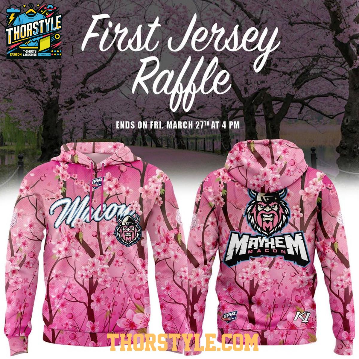 Macon Mayhem x Cherry Blossom 2026 Celebration Hoodie T-Shirt Macon Mayhem x Cherry Blossom 2026 Celebration Hoodie T-Shirt