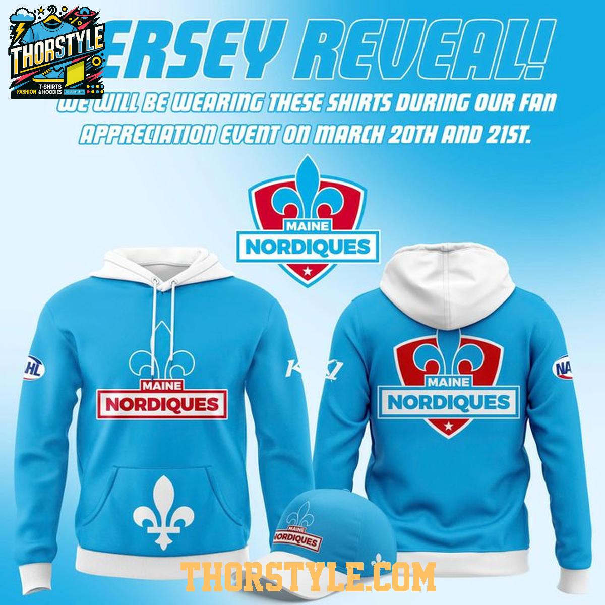 Maine Nordiques 2026 Powder Blue New Season Hoodie Shirts Maine Nordiques 2026 Powder Blue New Season Hoodie Shirts