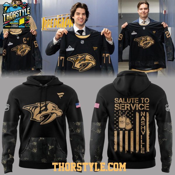 Nashville Predators Salute To Service 2026 Night Hoodie T-Shirt