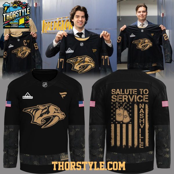 Nashville Predators Salute To Service 2026 Night Personalized Hockey Jersey