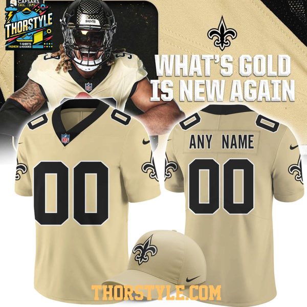 New Orleans Saints Gameday Gold 2026 Personalized Football Jersey