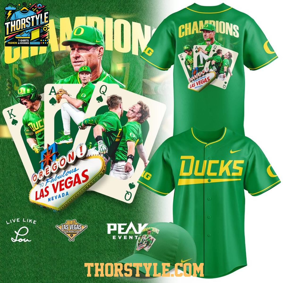Oregon Ducks x Las Vegas 2026 Champions Personalized Baseball Jersey Oregon Ducks x Las Vegas 2026 Champions Personalized Baseball Jersey