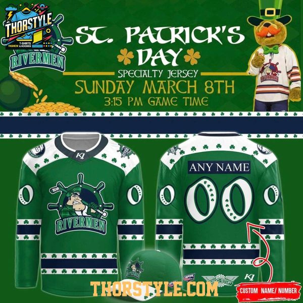 Peoria Rivermen 2026 St. Patrick’s Day Personalized Hockey Jersey