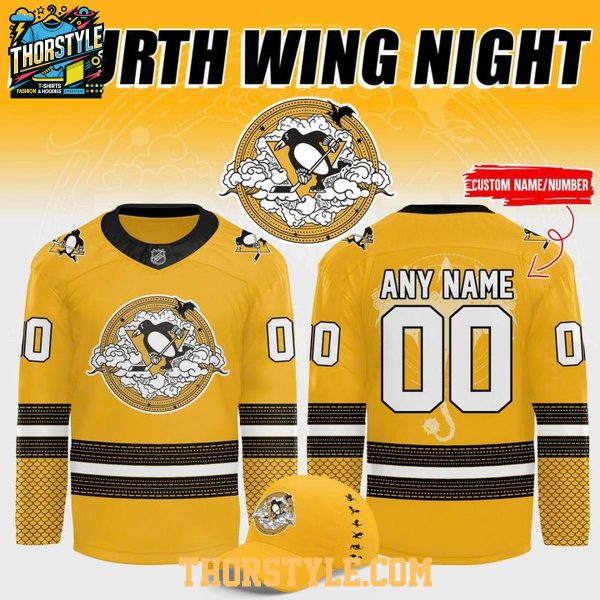 Pittsburgh Penguins Golden Fourth Wing Night Personalized Hockey Jersey