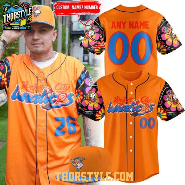 Rocket City Trash Pandas Rawlings Orange Lunaticos 2026 Baseball Jersey