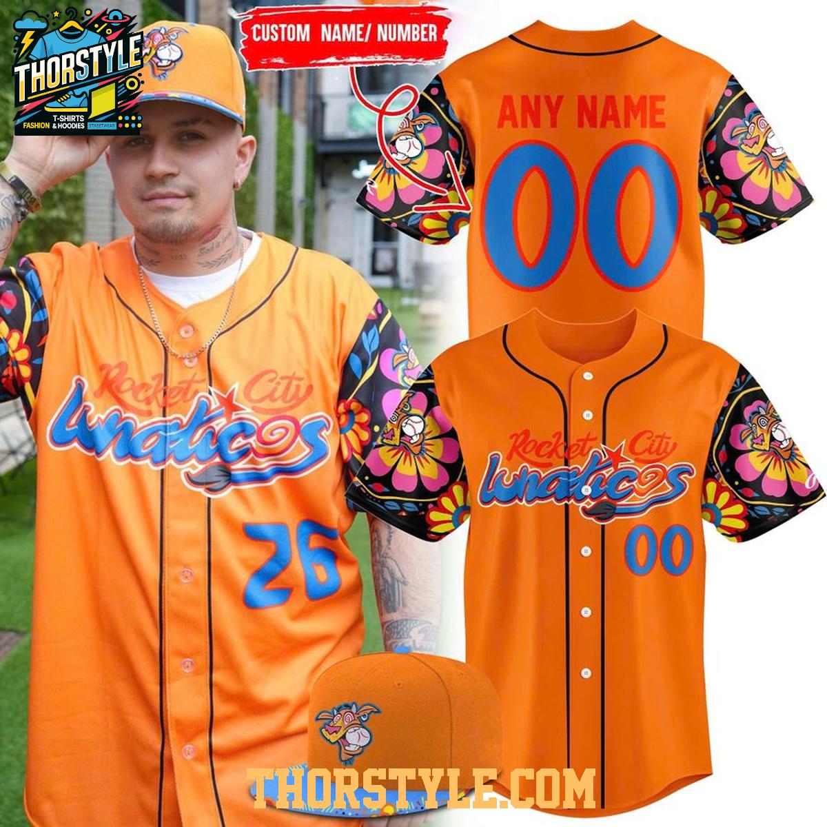 Rocket City Trash Pandas Rawlings Orange Lunaticos 2026 Baseball Jersey Rocket City Trash Pandas Rawlings Orange Lunaticos 2026 Baseball Jersey