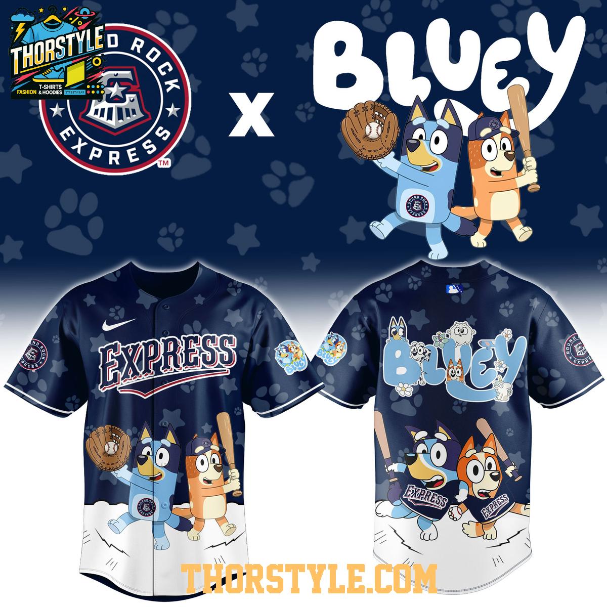 Round Rock Express Bluey Night 2026 Minor Game Baseball Jersey Round Rock Express Bluey Night 2026 Minor Game Baseball Jersey