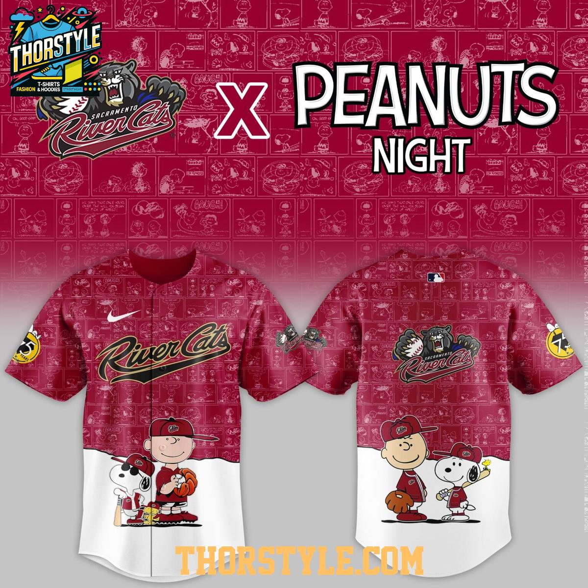 Sacramento River Cats Peanuts Night 2026 Minor League Game Baseball Jersey Sacramento River Cats Peanuts Night 2026 Minor League Game Baseball Jersey