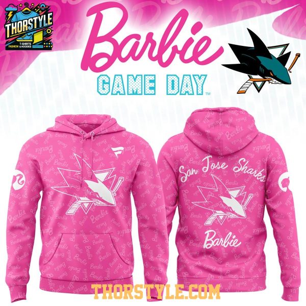 San Jose Sharks 2026 Barbie Game Night Hoodie T-Shirt All Hot Pink