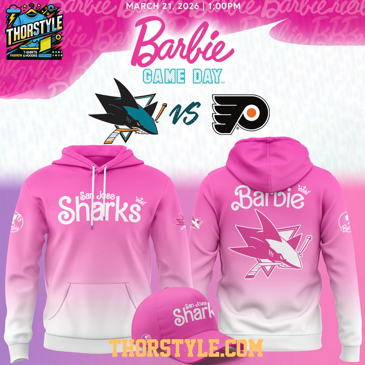 San Jose Sharks Barbie Game Night 2026 All Pink Hoodie T-Shirt San Jose Sharks Barbie Game Night 2026 All Pink Hoodie T-Shirt