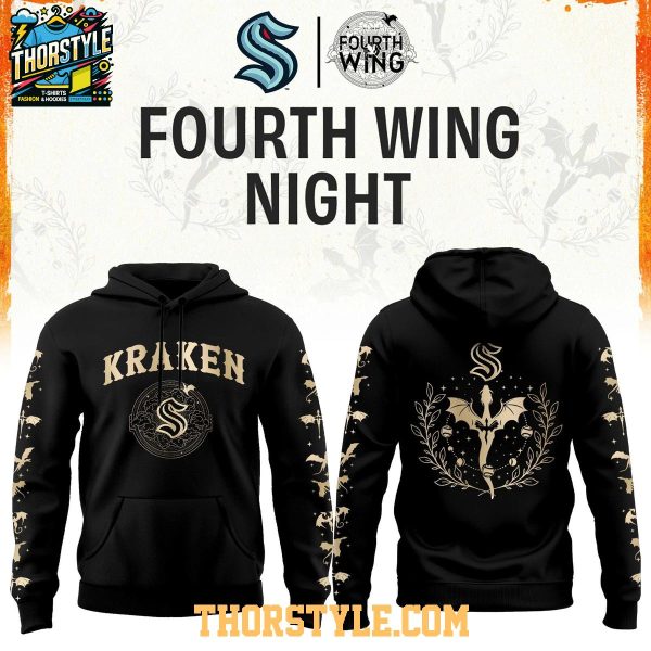 Seattle Kraken Fourth Wings Night 2026 All Black Hoodie T-Shirt