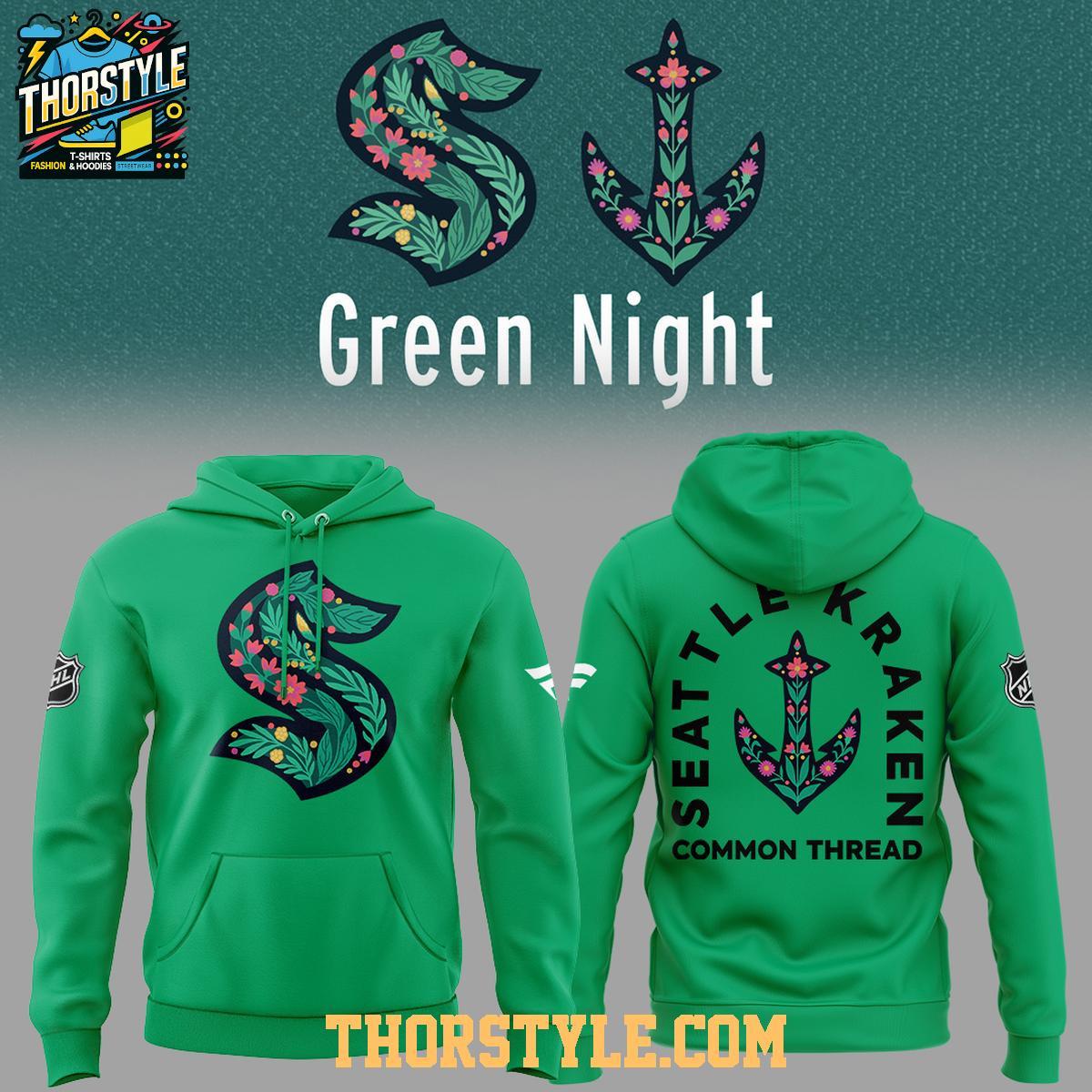 Seattle Kraken Green Night Kraken Common Thread 2026 Hoodie T-Shirt Seattle Kraken Green Night Kraken Common Thread 2026 Hoodie T-Shirt