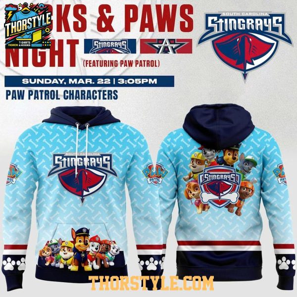 South Carolina Stingrays Pucks & Paws Night 2026 Celebration Hoodie Shirts