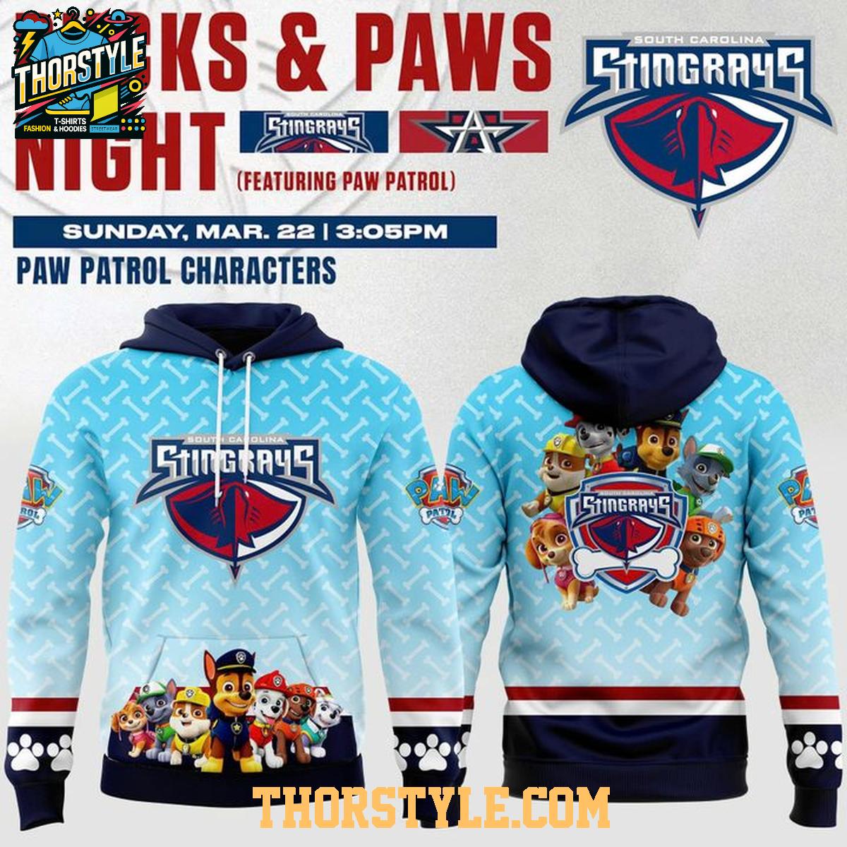 South Carolina Stingrays Pucks & Paws Night 2026 Celebration Hoodie Shirts South Carolina Stingrays Pucks & Paws Night 2026 Celebration Hoodie Shirts