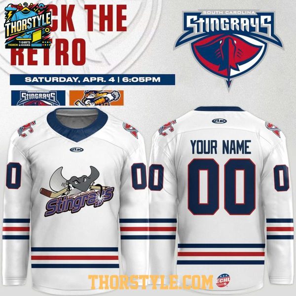 South Carolina Stingrays Rock The Retro Night 2026 Personalized Hockey Jersey